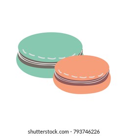  Stack of different french cookies macaroons or macaronson white background. Cute macaroon. Vector food image