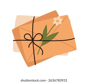 Stack of different letters. Flat vector illustration.
