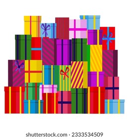 Stack of different presents for Christmas holiday. 