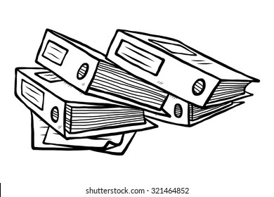 stack of document files / cartoon vector and illustration, black and white, hand drawn, sketch style, isolated on white background.