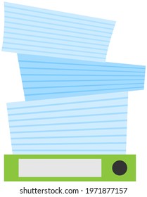 Stack of documents and assignments isolated on white background. Paper sheets with tasks for doing at work. List of assignments to be done by employee at work. Sheets of paper with inscription task