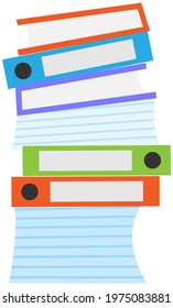 Stack of documents and assignments isolated on white background. Paper sheets with tasks for doing at work. List of assignments to be done by employee at work. Sheets of paper with inscription task