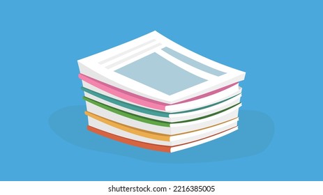 A stack of documents in multi-colored covers