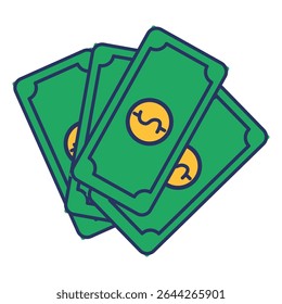 Stack of Dollar Bills Icon – Flat Style Money Illustration for Finance, Payment, and Wealth Concepts