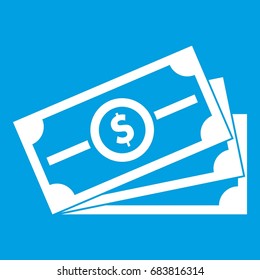 Stack of dollar bills icon white