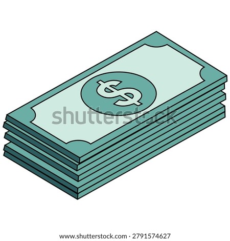 Stack Of Dollar Bills Illustration Featuring Cash Money Currency Finance Banking and Wealth Concept
