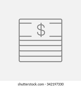 Stack of dollar bills line icon for web, mobile and infographics. Vector dark grey icon isolated on light grey background.