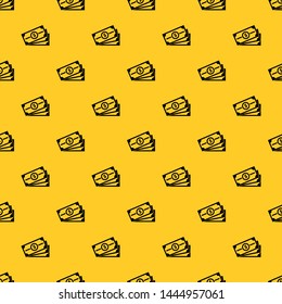 Stack of dollar bills pattern seamless vector repeat geometric yellow for any design