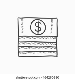 Stack of dollar bills vector sketch icon isolated on background. Hand drawn Stack of dollar bills icon. Stack of dollar bills sketch icon for infographic, website or app.