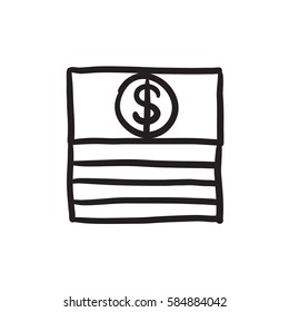 Stack of dollar bills vector sketch icon isolated on background. Hand drawn Stack of dollar bills icon. Stack of dollar bills sketch icon for infographic, website or app.