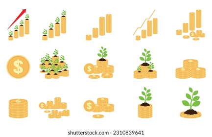 stack of dollar with coin plant growing