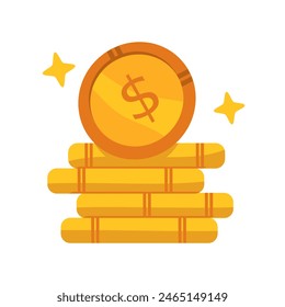 Stack of dollar coin with a dollar coin suitable for finance, education, saving, investment, budgeting, literacy concepts in stock imagery