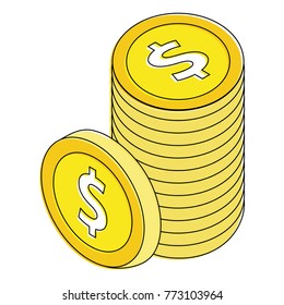 stack of dollar coins currency money isometric