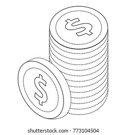 stack of dollar coins currency money isometric