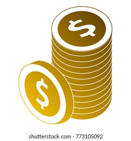 stack of dollar coins currency money isometric