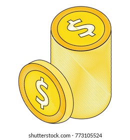 stack of dollar coins currency money isometric