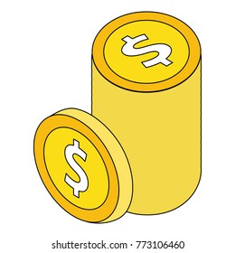 stack of dollar coins currency money isometric