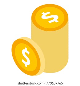 stack of dollar coins currency money isometric