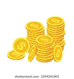stack of dollar coins; symbolizing financial success, investment growth, wealth accumulation - vector illustration