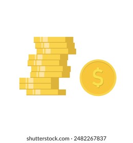 Stack of dollar coins, symbolizing wealth, prosperity, and business vector