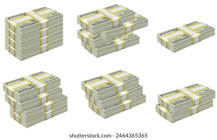 Stack of Dollars bill. several stacks of banknotes, Bundle with cash money bills