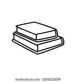A stack of doodle style books isolated on white background
