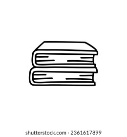 A stack of doodle style books isolated on white background