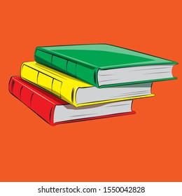 stack of educational books vector 