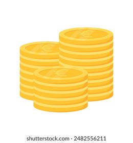 Stapel von Euro-Geldmünzen Vektorillustration für Geschäfts- und Finanzelemente isoliert auf transparentem Hintergrund