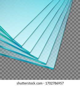 Stack Of Factory Manufacturing Sheets Of Tempered Clear Glass Panels. EPS10 Vector