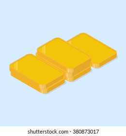 Stack of few golden bars. Isometric vector illustration
