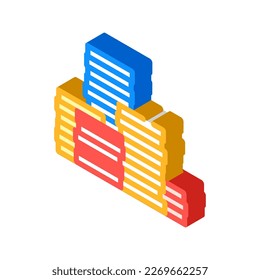 vector de icono isométrico de la divisa de financiación de pila. signo de divisa de financiación de pila. ilustración de símbolo aislado