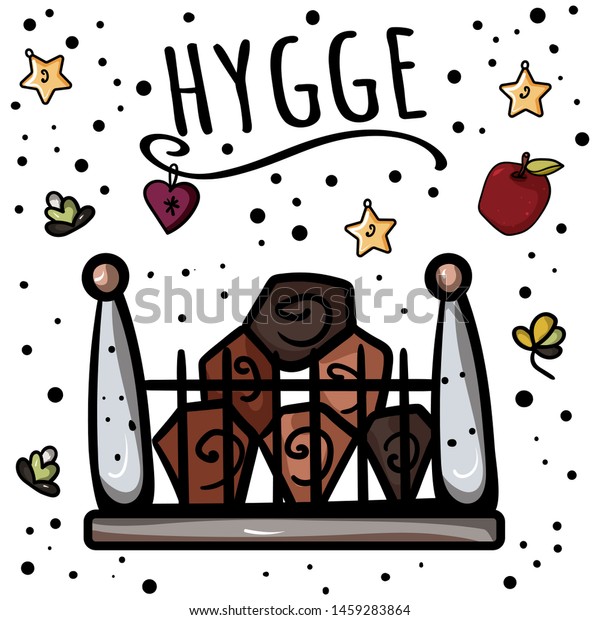 Stack Firewood Fireplace Interior Style Hygge Stock Vector