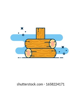 A stack of Firewood vector. Camping equipment. Flat style. For sticker, web line page, wallpaper, background and more.