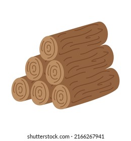 Una pila de leña, un montón de madera para hacer fuego en una caminata, acampada, picnic o viaje por carretera. Troncos de árbol rotos. Ilustración vectorial plana aislada en un fondo blanco.