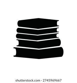 A stack of five hardcover books, rendered in a simple black and white silhouette style. isolated on white background, Vector, illustration