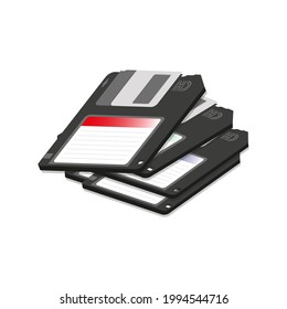 Stack of floppy disk (Drive:A) object vector design illustration