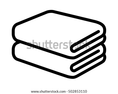 Stack of folded bath towels or napkins line art vector icon for apps and websites