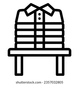 Stack of folded clean shirts line icon, dry cleaning concept, stack of washed clothes vector sign on white background, outline style icon for mobile concept and web design. Vector graphics