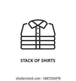 Stack of folded mens shirts flat line icon