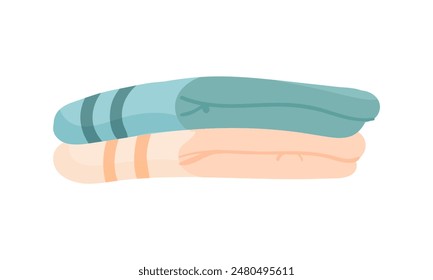 Stack of folded microfiber or terry towels for spa, beach or bath vector illustration