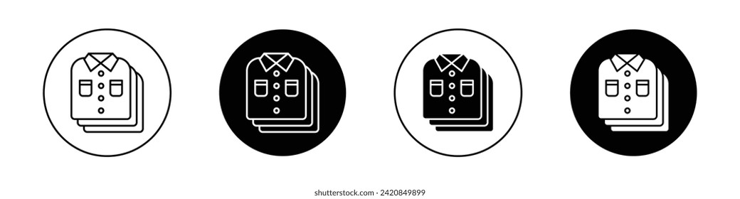 Stack of Folded Shirts Icon set. Laundry Clothing Order Vector Symbol in Black Filled and Outlined Style. Clean and formal Apparel shirts Sign.