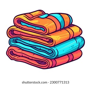 Stack of folded towels isolated illustration icon