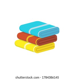 Stack of folded towels isolated on white background. Vector illustration. Eps 10.