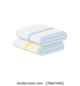 Stack of folded towels isolated on white background. Vector illustration. Eps 10.