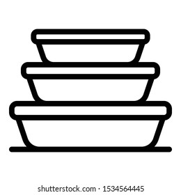 Stack food container icon. Outline stack food container vector icon for web design isolated on white background