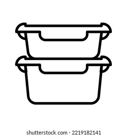 Icono apilar contenedores de alimentos. Vidrio o recipientes de plástico para alimentos. Caja de almuerzo. Ilustración vectorial.
