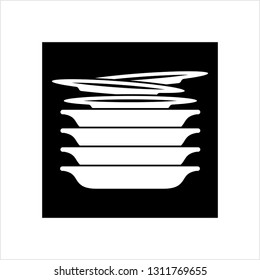 Stack Of Food Plates Icon Vector Art Illustration