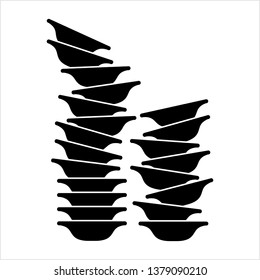 Stack Of Food Plates Icon Vector Art Illustration