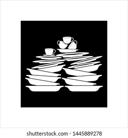 Stack Of Food Plates Icon Vector Art Illustration